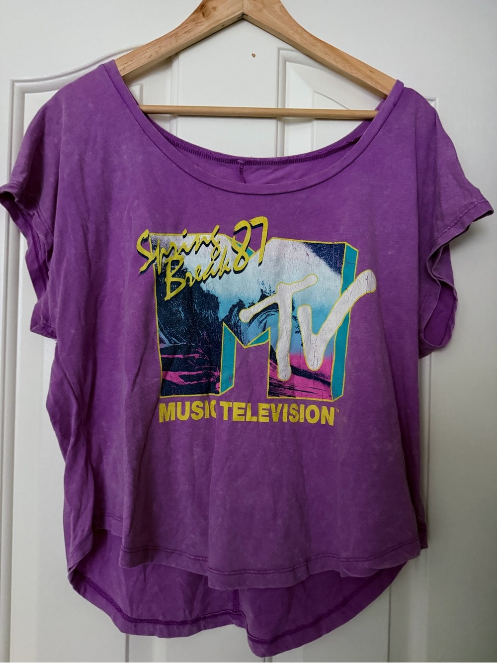 MTV Purple Spring Break '87 Vintage Graphic Tee - Women's Short Sleeve Top